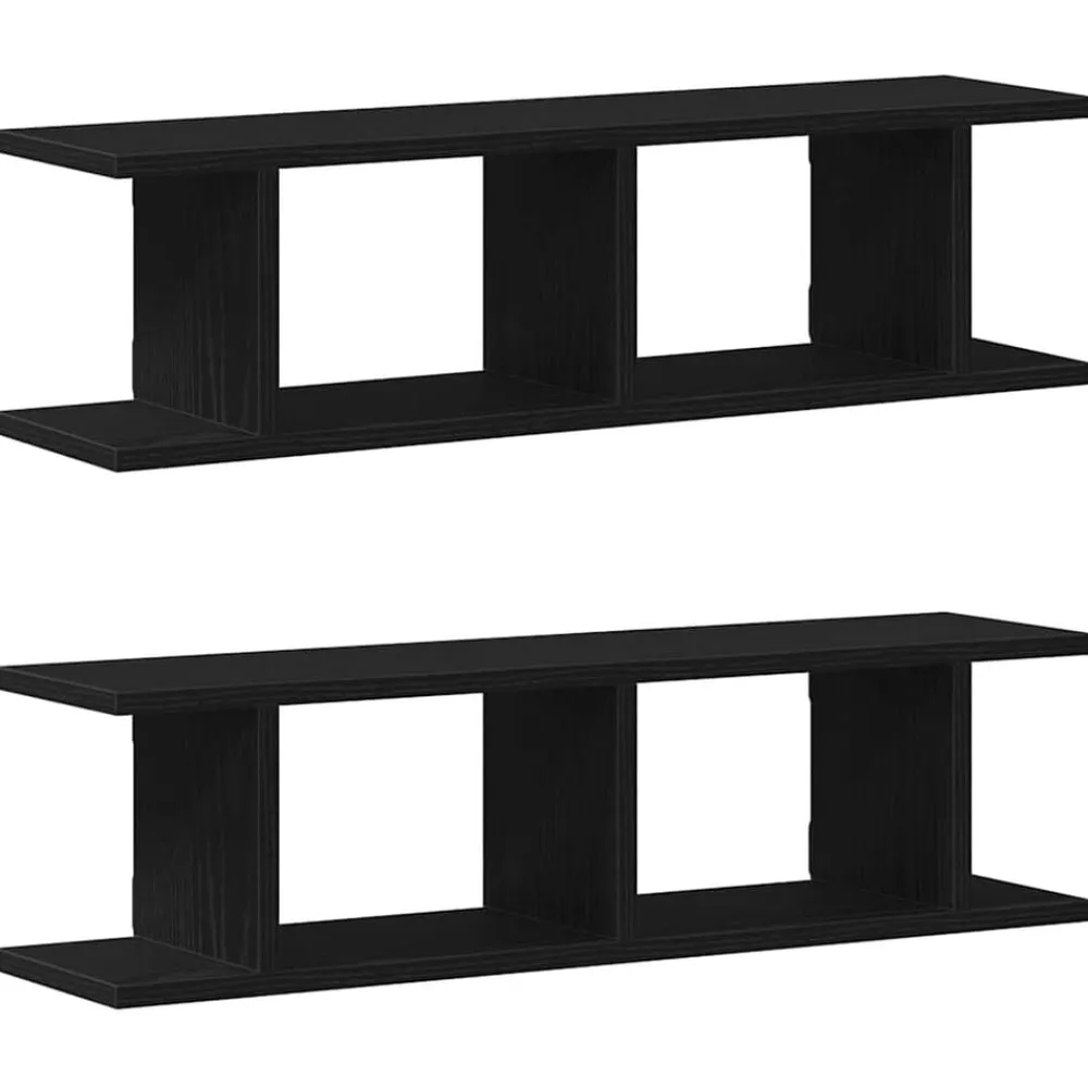 Boekenkasten & Wandplanken*vidaXL Wandplanken 2 st 75x18x20 cm spaanplaat kleurig Zwart eiken