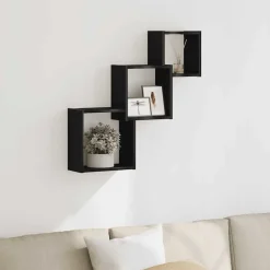 Boekenkasten & Wandplanken*vidaXL Wandplanken kubus 68x15x68cm bewerkt hout kleur Zwart eiken
