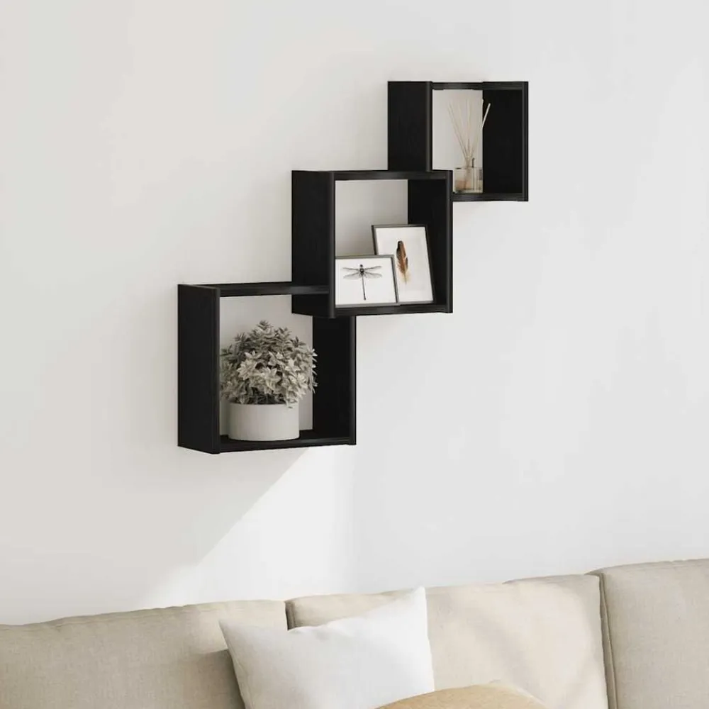 Boekenkasten & Wandplanken*vidaXL Wandplanken kubus 68x15x68cm bewerkt hout kleur Zwart eiken