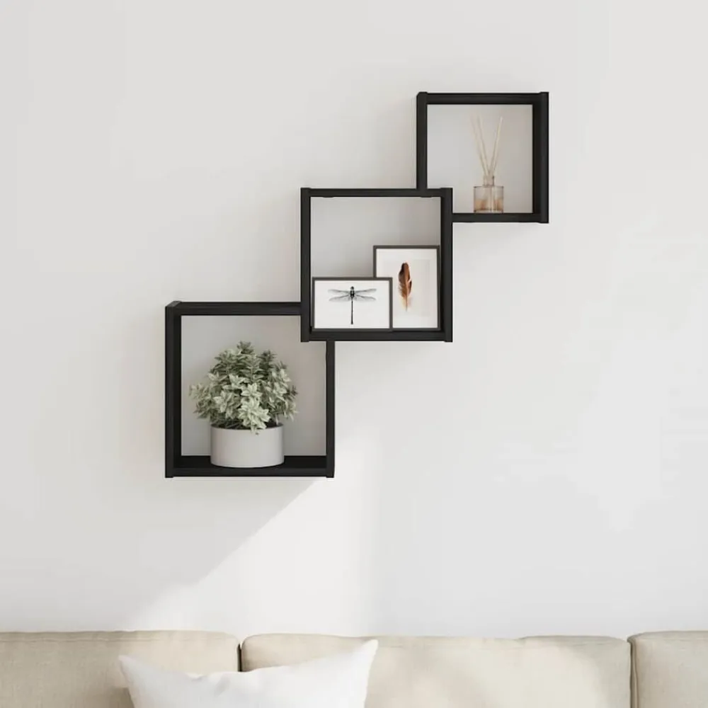Boekenkasten & Wandplanken*vidaXL Wandplanken kubus 68x15x68cm bewerkt hout kleur Zwart eiken