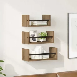 Wandplankenset 3 pcs Artisan Eiken 40x16x14cm Bewerkt hout>vidaXL Hot