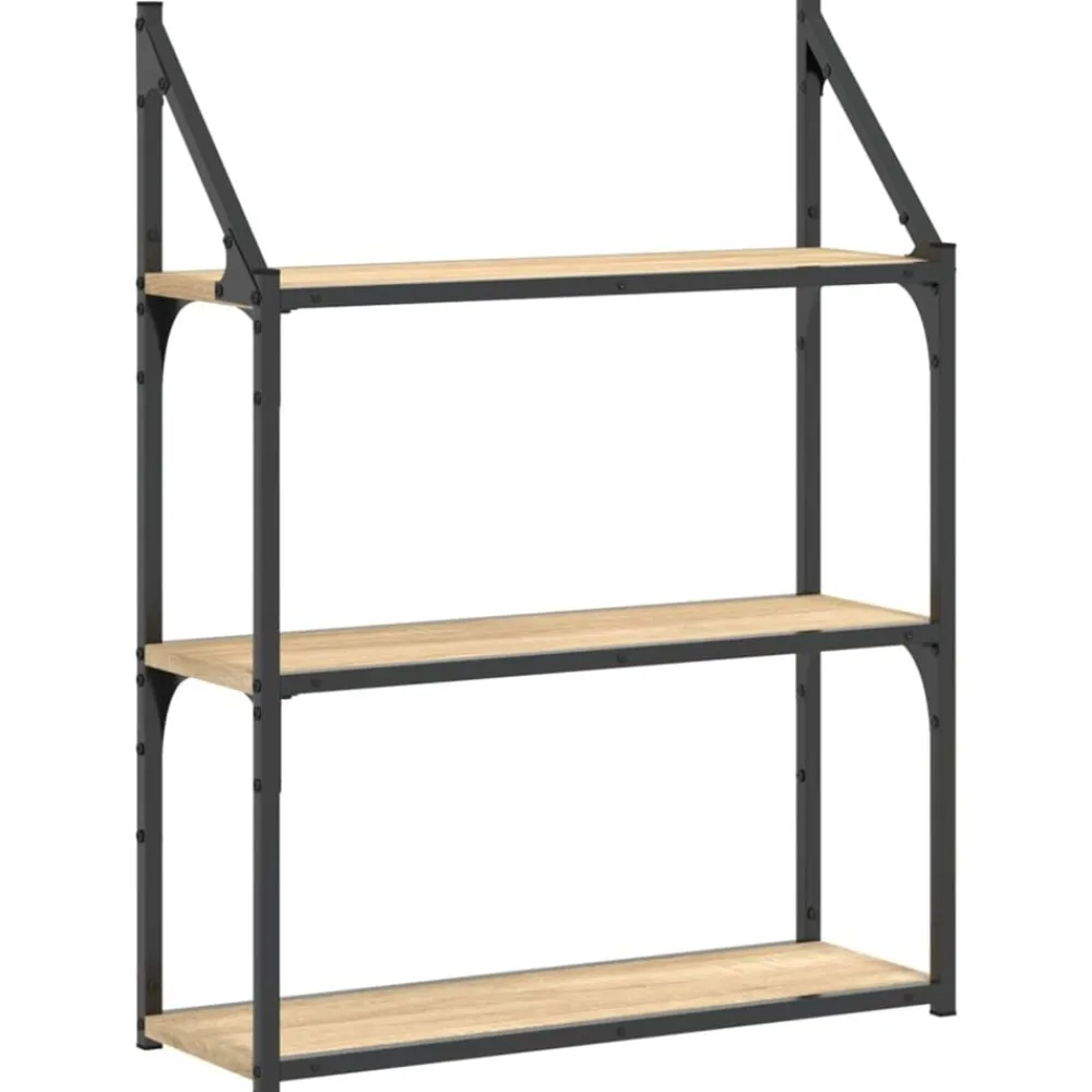 Wandrek 3-laags 60x21x78,5 cm bewerkt hout kleurig>vidaXL Clearance