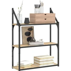 Wandrek 3-laags 60x21x78,5 cm bewerkt hout kleurig><noscript><img width=
