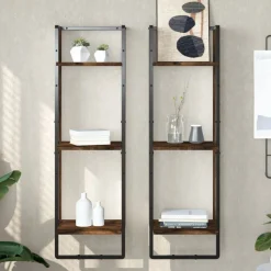 Boekenkasten & Wandplanken*vidaXL Wandrek 3-laags 30x25x100 cm bewerkt hout kleurig Gerookt eiken