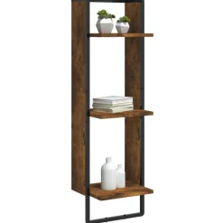 Boekenkasten & Wandplanken*vidaXL Wandrek 3-laags 30x25x100 cm bewerkt hout kleurig Gerookt eiken