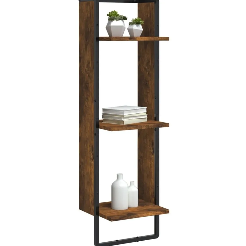Boekenkasten & Wandplanken*vidaXL Wandrek 3-laags 30x25x100 cm bewerkt hout kleurig Gerookt eiken