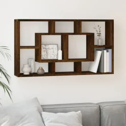 Boekenkasten & Wandplanken*vidaXL Wandschap 8 vakken Gerookt eiken