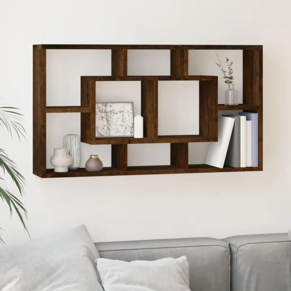 Boekenkasten & Wandplanken*vidaXL Wandschap 8 vakken Gerookt eiken