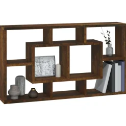 Boekenkasten & Wandplanken*vidaXL Wandschap 8 vakken Gerookt eiken