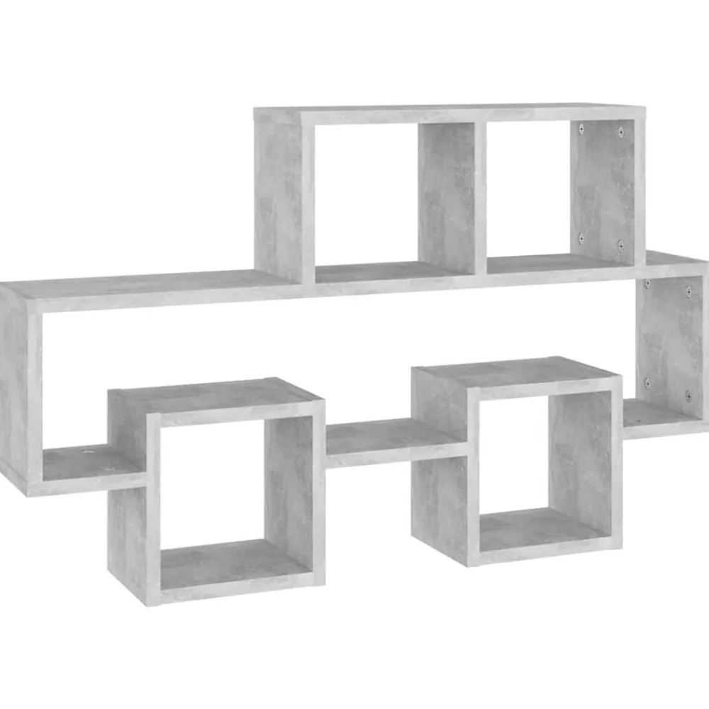 Boekenkasten & Wandplanken*vidaXL Wandschap auto-vormig 82x15x51 cm bewerkt hout Betongrijs