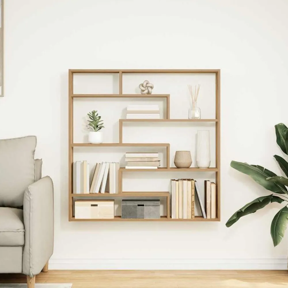 Boekenkasten & Wandplanken*vidaXL Wandschap kubus 7 vakken bewerkt hout artisanaal eikenkleurig
