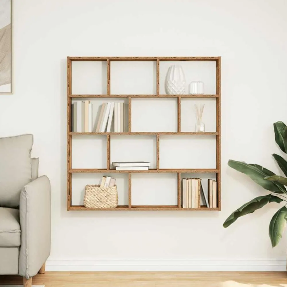 Boekenkasten & Wandplanken*vidaXL Wandschap kubus 12 vakken bewerkt hout kleurig Oud hout
