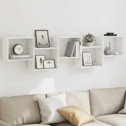 Boekenkasten & Wandplanken*vidaXL Wandschap kubus 5 vakken bewerkt hout Wit