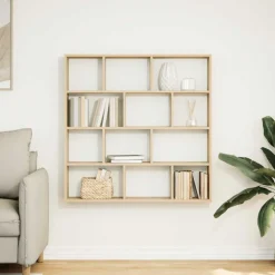 Wandschap kubus 12 vakken bewerkt hout kleurig><noscript><img width=