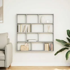 Boekenkasten & Wandplanken*vidaXL Wandschap kubus 12 vakken bewerkt hout eikenkleur Grijs sonoma
