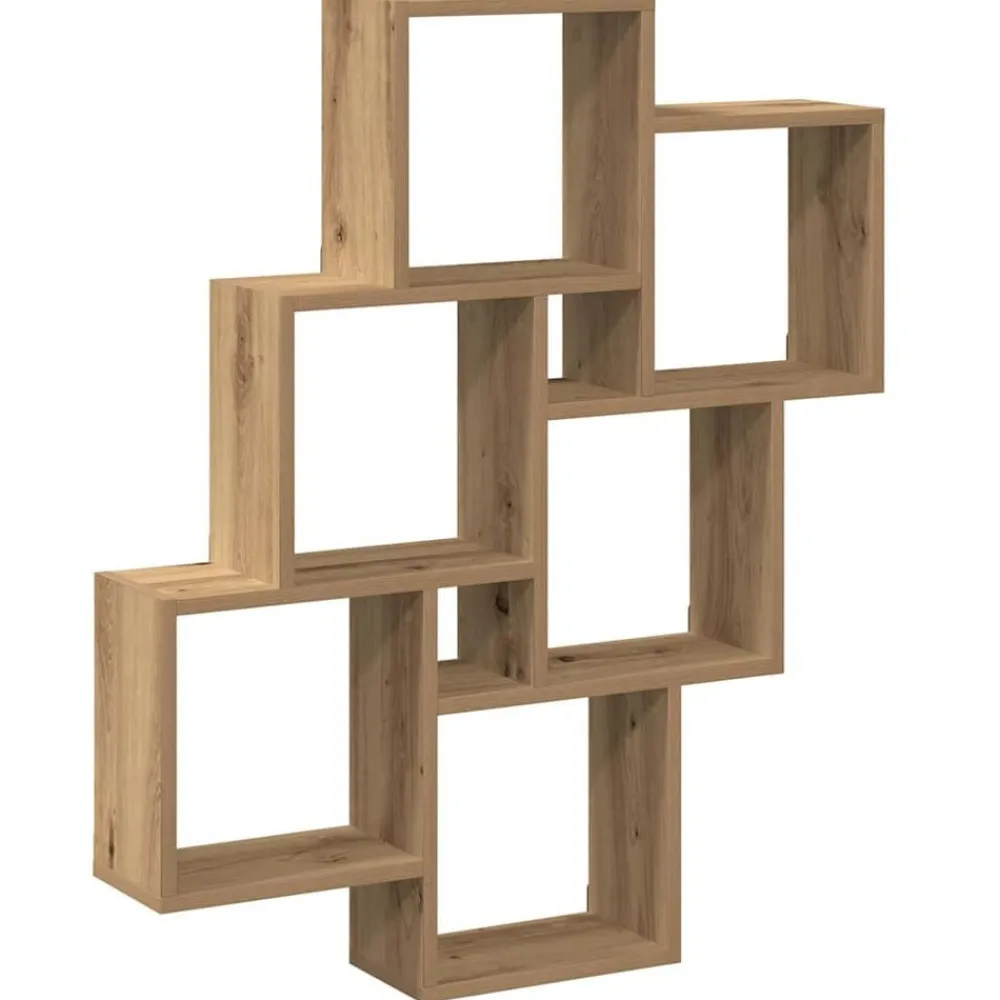 Wandschap kubus 78x15x93 cm bewerkt hout artisanaal eikenkleur>vidaXL