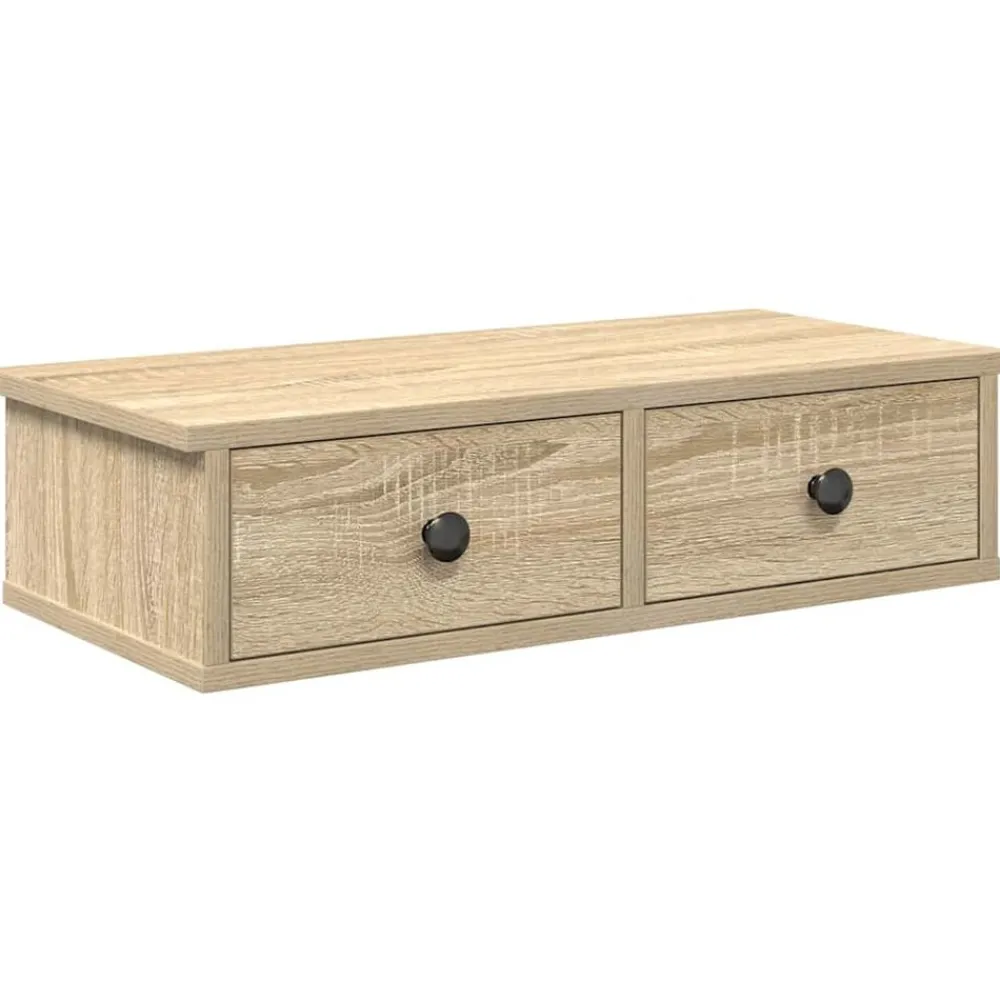 Boekenkasten & Wandplanken*vidaXL Wandschap met lades 60x28x15 cm bewerkt hout kleur Sonoma eiken
