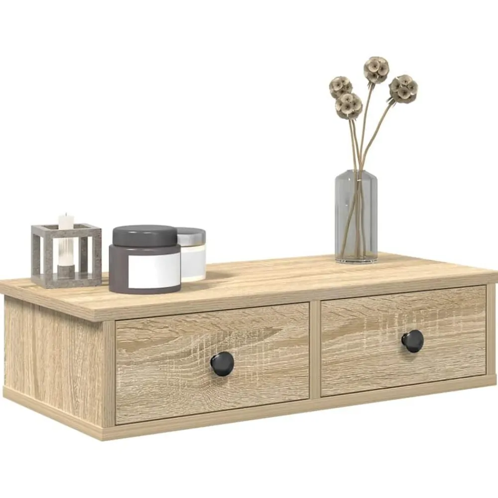 Boekenkasten & Wandplanken*vidaXL Wandschap met lades 60x28x15 cm bewerkt hout kleur Sonoma eiken