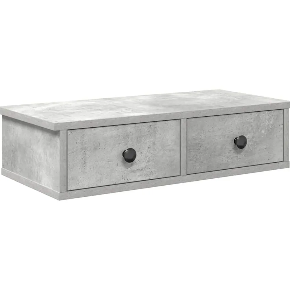 Boekenkasten & Wandplanken*vidaXL Wandschap met lades 60x28x15 cm bewerkt hout Betongrijs