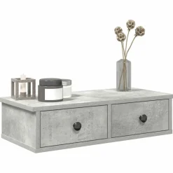 Boekenkasten & Wandplanken*vidaXL Wandschap met lades 60x28x15 cm bewerkt hout Betongrijs