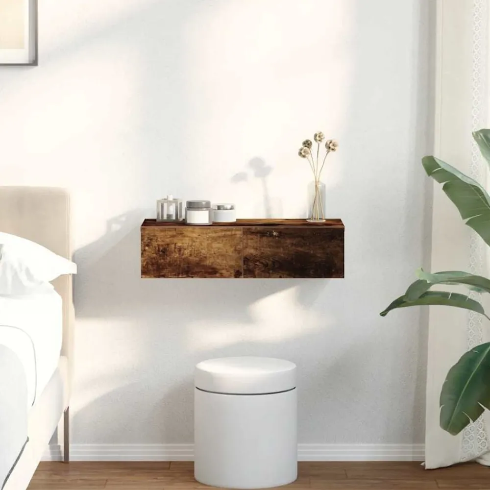 Boekenkasten & Wandplanken*vidaXL Wandschap met lades 60x26,5x15 cm bewerkt hout Gerookt eiken