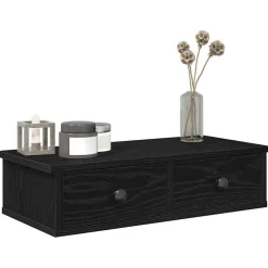 Boekenkasten & Wandplanken*vidaXL Wandschap met lades 60x28x15 cm bewerkt hout Zwart