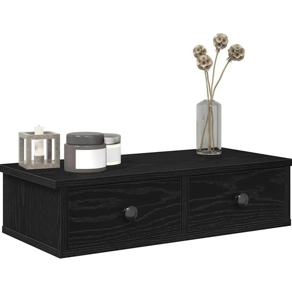 Boekenkasten & Wandplanken*vidaXL Wandschap met lades 60x28x15 cm bewerkt hout Zwart