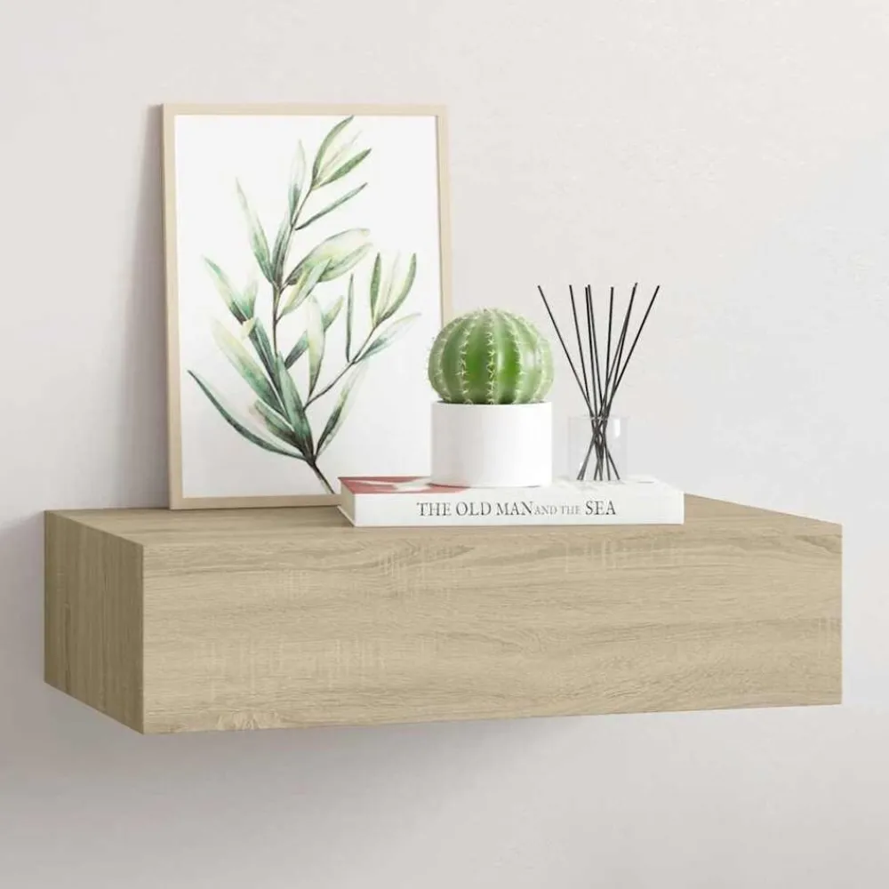 Boekenkasten & Wandplanken*vidaXL Wandschap met lade 40x23,5x10 cm MDF kleurig Eiken