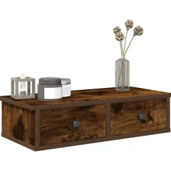 Boekenkasten & Wandplanken*vidaXL Wandschap met lades 60x28x15 cm bewerkt hout kleur Gerookt eiken