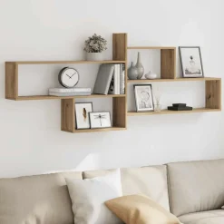 Wandschap 167,5x18x68 cm bewerkt hout artisanaal kleurig>vidaXL Outlet