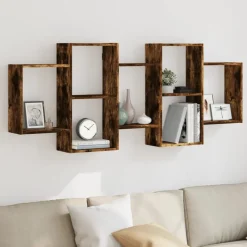 Boekenkasten & Wandplanken*vidaXL Wandschap 159x18x65 cm bewerkt hout kleurig Gerookt eiken
