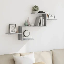 Boekenkasten & Wandplanken*vidaXL Wandschap 104x15x49 cm bewerkt hout eikenkleurig Grijs sonoma