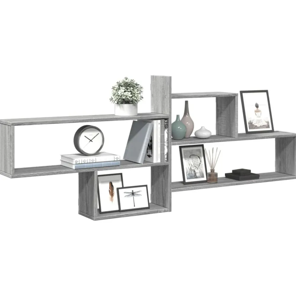 Boekenkasten & Wandplanken*vidaXL Wandschap 167,5x18x68 cm bewerkt hout eikenkleurig Grijs sonoma