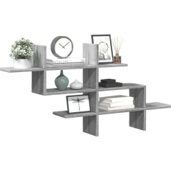 Boekenkasten & Wandplanken*vidaXL Wandschap 124,5x18x60,5 cm bewerkt hout eikenkleur Grijs sonoma