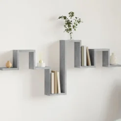 Boekenkasten & Wandplanken*vidaXL Wandschap 104,5x10x43 cm bewerkt hout Betongrijs