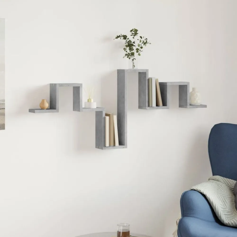 Boekenkasten & Wandplanken*vidaXL Wandschap 104,5x10x43 cm bewerkt hout Betongrijs
