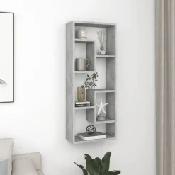 Boekenkasten & Wandplanken*vidaXL Wandschap 36x16x90 cm bewerkt hout Betongrijs