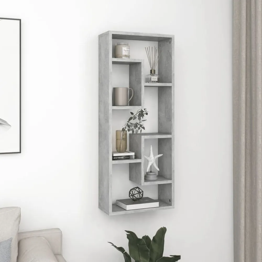 Boekenkasten & Wandplanken*vidaXL Wandschap 36x16x90 cm bewerkt hout Betongrijs