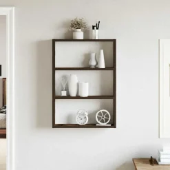 Wandschap 43x9x60 cm bewerkt hout kleurig><noscript><img width=