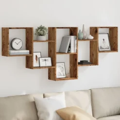 Wandschap 159x18x66 cm bewerkt hout kleurig>vidaXL Discount