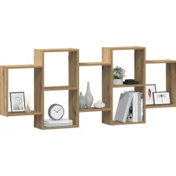 Wandschap 159x18x65 cm bewerkt hout artisanaal kleurig><noscript><img width=