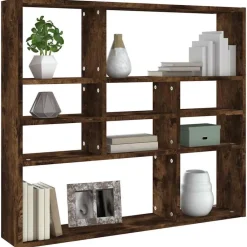 Wandschap 90x16x78 cm bewerkt hout kleurig><noscript><img width=