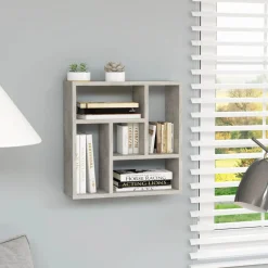 Boekenkasten & Wandplanken*vidaXL Wandschap 45,1x16x45,1 cm bewerkt hout Betongrijs