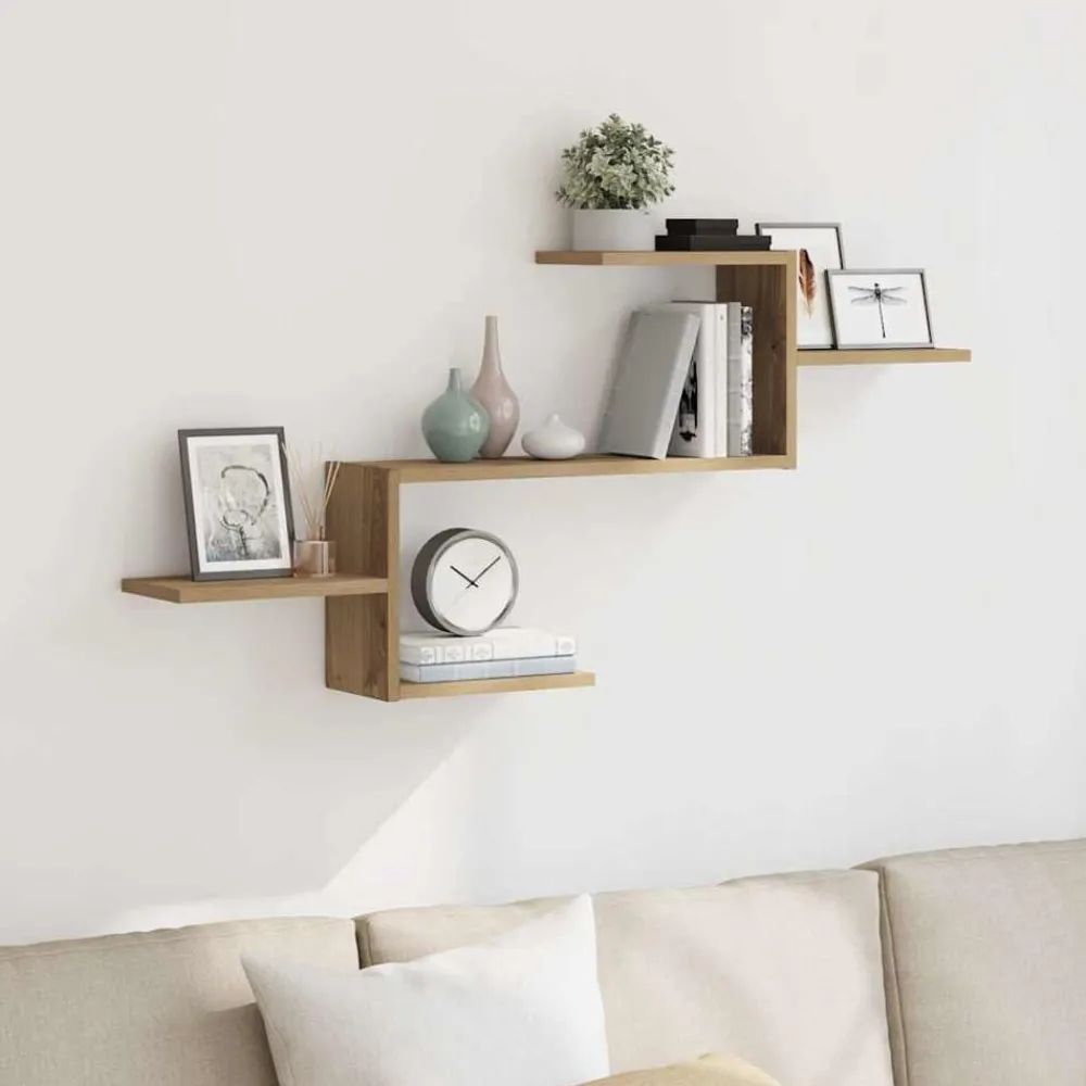 Boekenkasten & Wandplanken*vidaXL Wandschap 104x15x49 cm bewerkt hout artisanaal kleurig Eiken