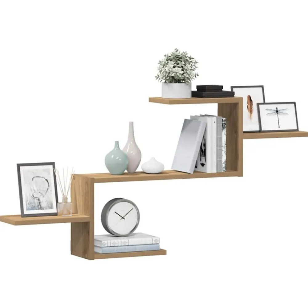Boekenkasten & Wandplanken*vidaXL Wandschap 104x15x49 cm bewerkt hout artisanaal kleurig Eiken