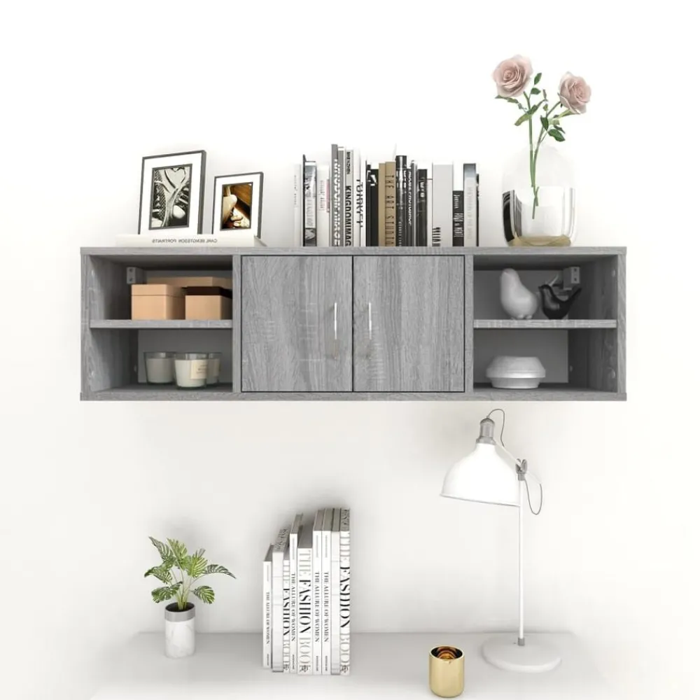 Boekenkasten & Wandplanken*vidaXL Wandschap 102x30x29 cm bewerkt hout eikenkleurig Grijs sonoma