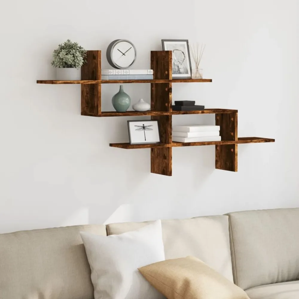 Wandschap 124,5x18x60,5 cm bewerkt hout kleurig>vidaXL Outlet