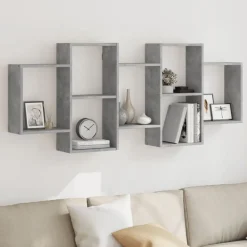 Boekenkasten & Wandplanken*vidaXL Wandschap 159x18x65 cm bewerkt hout Betongrijs