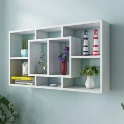 Boekenkasten & Wandplanken*vidaXL Wandschap zwevend 8 vakken Wit