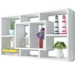 Boekenkasten & Wandplanken*vidaXL Wandschap zwevend 8 vakken Wit